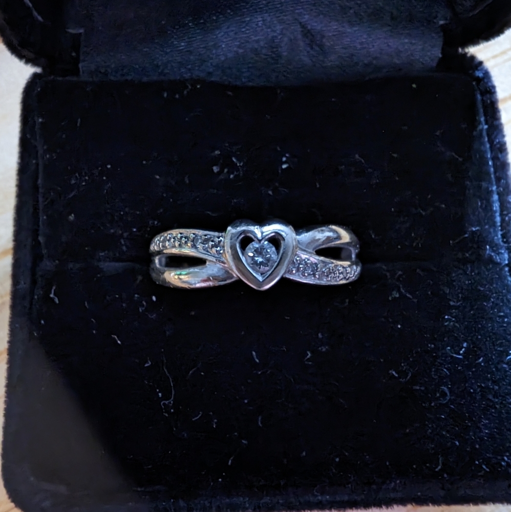 White gold heart promise ring